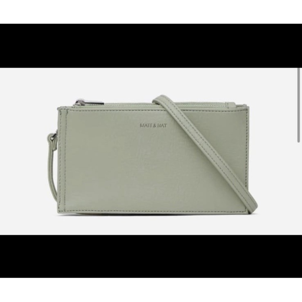 Matt & Nat Triplet vegan leather crossbody bag in a light green color